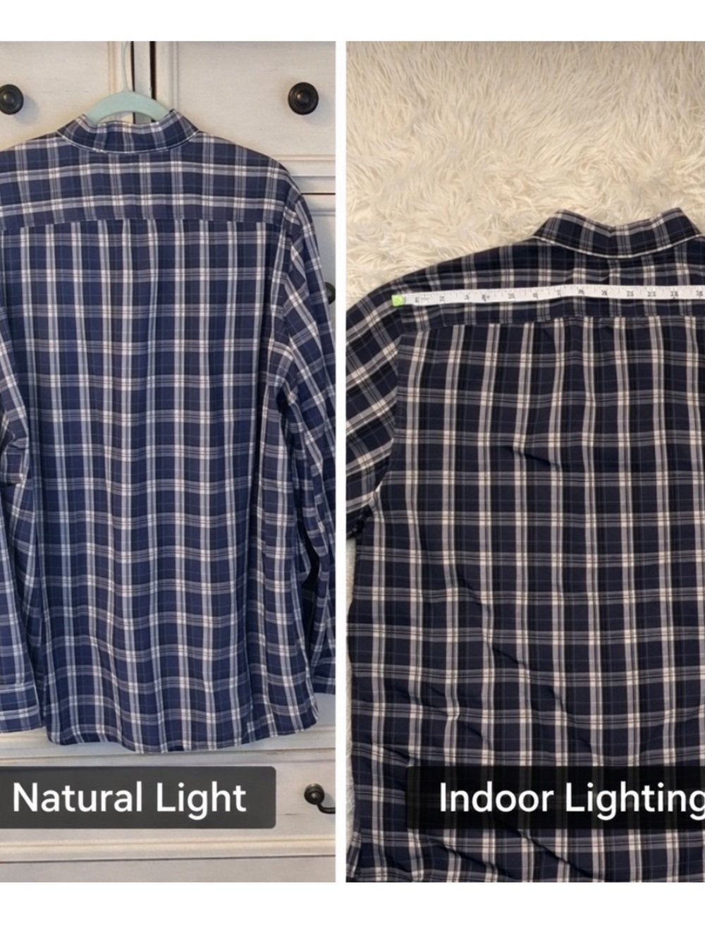 Faded Glory Blue Plaid Button Down Shirt Men’s Size L Rugged Casual - Picture 3 of 10